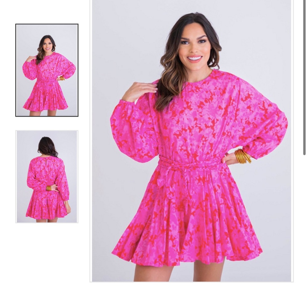KARLIE long sleeve belt dress